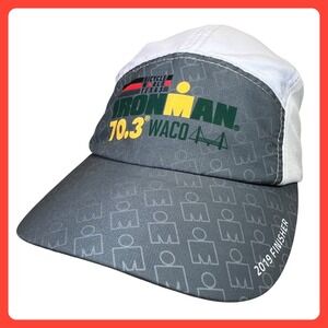 Ironman 5 Panel Hat Cap Boco Gear  White Gray 70.3 Waco Texas 2019 Finisher
